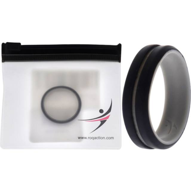 Silicone Wedding 2Layer Middle Line Ring - Grey-Black by ROQ for Men -