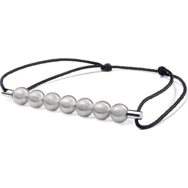 13g Brushed Sterling Silver 7 Beads Cord Bracelet