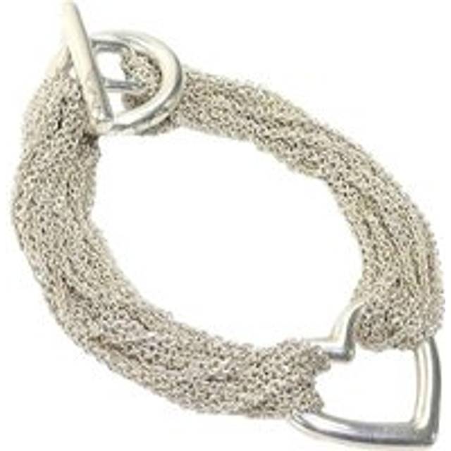 Womens Preloved Mesh Heart Bracelet MultiStrand Design Wo - Silver - Grey - One Size