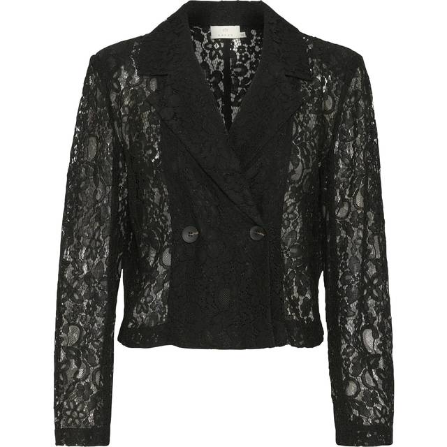 Kaffe, Jacka, Dam, M, Elegant Spets Blazer Jacka Svart Djup - black (M)