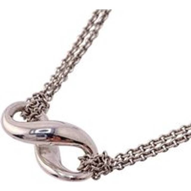 Preloved Infinity Pendant Necklace Double Chain Unisex - Silver - Grey - One Size