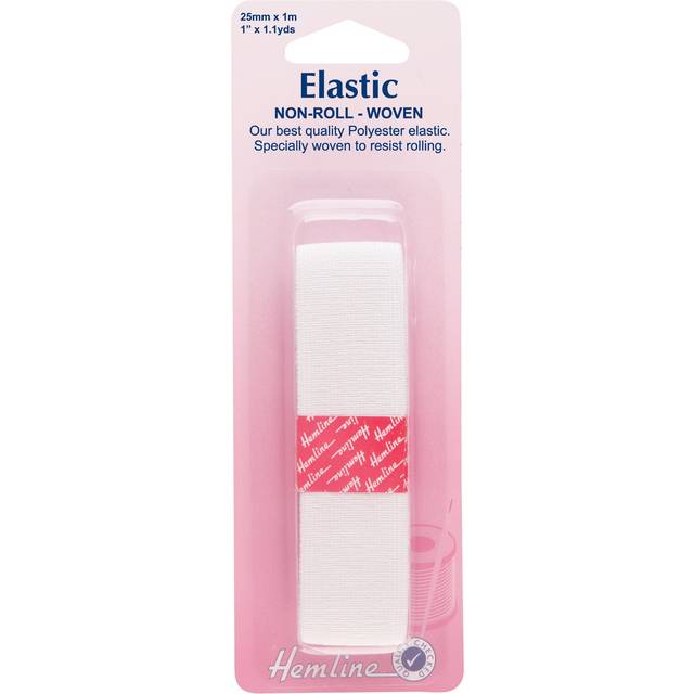 Hemline Non Roll Elastic White