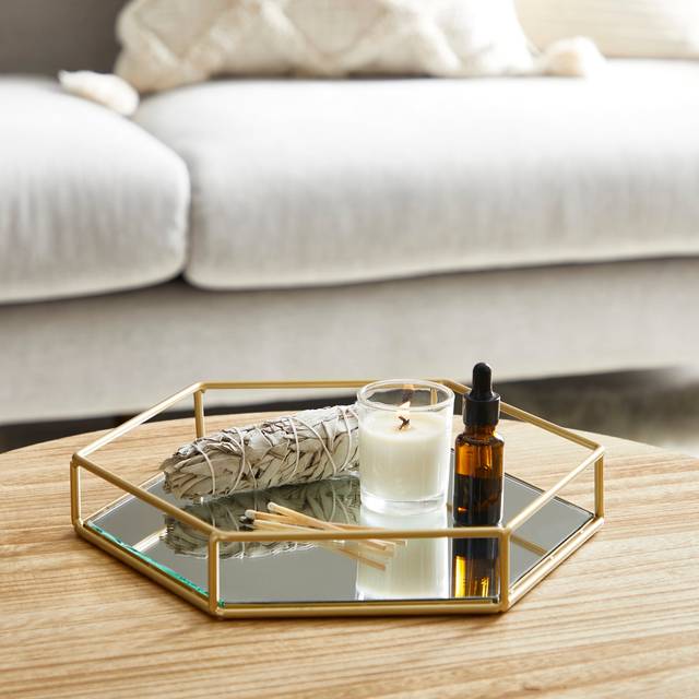 Hexagonal Gold Tray
