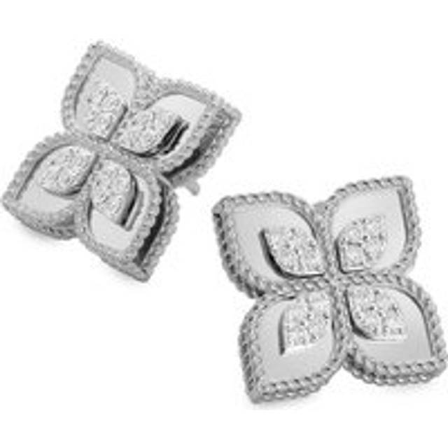 Roberto Coin Princess Flower 18ct White Gold Diamond Earrings