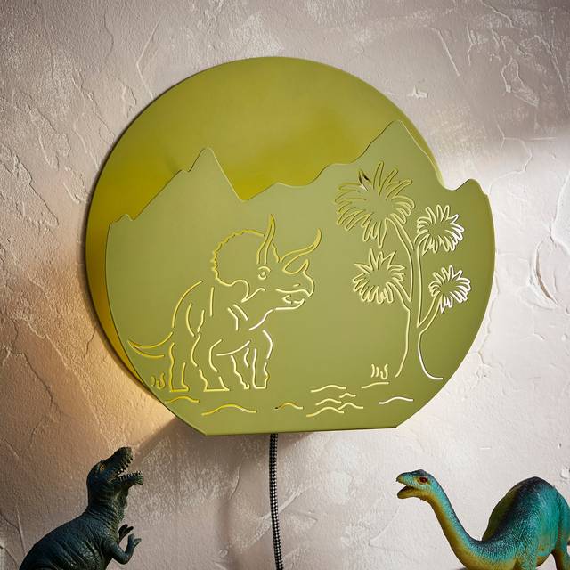 Dinosaur Metal Wall Light - Green