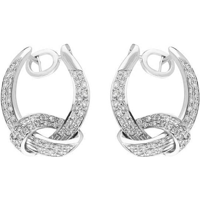 18ct White Gold Diamond Knot Drop Earrings