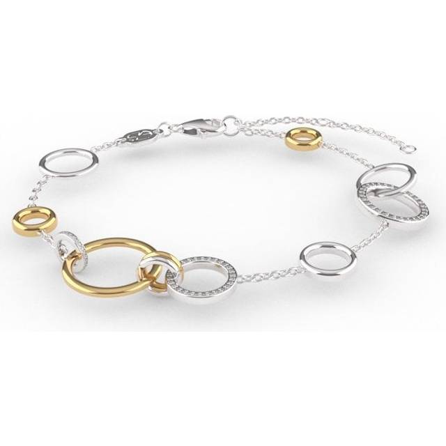 Ti Sento Circles &amp; Cross-Over Gold &amp; CZ Infinity Charm Bracele