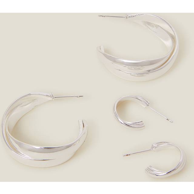Multicolour 2-Pack Sterling Silver-plated Chunky Twist Hoop Earrings - Accessorize - One Size