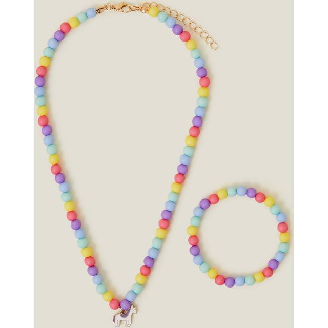 Red Girls Unicorn Necklace and Bracelet Set - Accessorize Kids - One Size