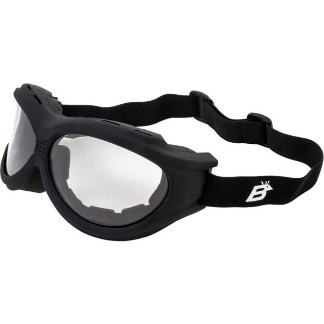Birdz Eyewear - The Buzzard - Padded Motorcycle Riding Goggle Fits Over Glasses Black Frame/Clear Lens