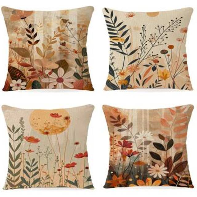 SHEIN 4 PCS Flower Pillowcase, Bohemian Floral Pillow Room Decor Living Room Decor Sofa Cushion Cover