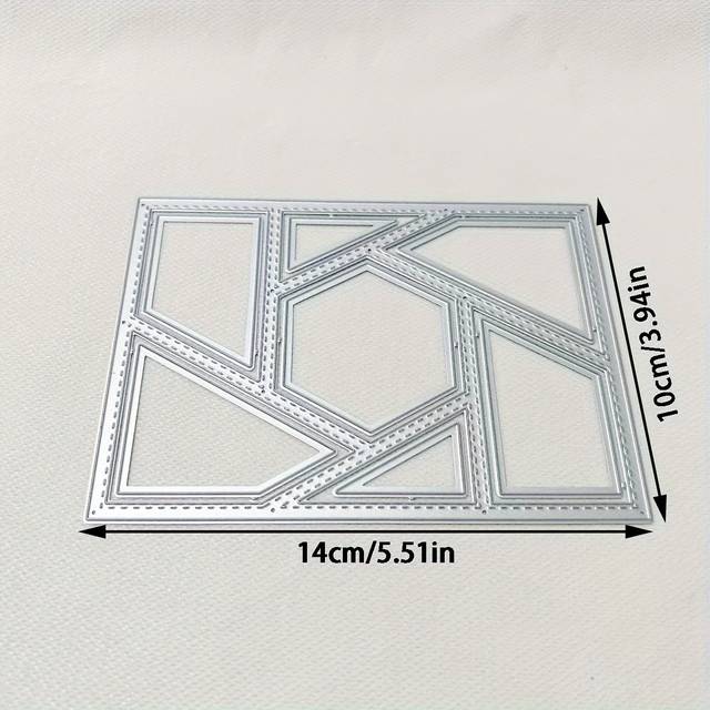 TEMU 1pc Polygonal Greeting Card Background Metal Cutting Dies, Diy Scrapbooking Embossing Stencil, Handmade Greeting Card Decoration Die Cutting Tool, Gift Card Making