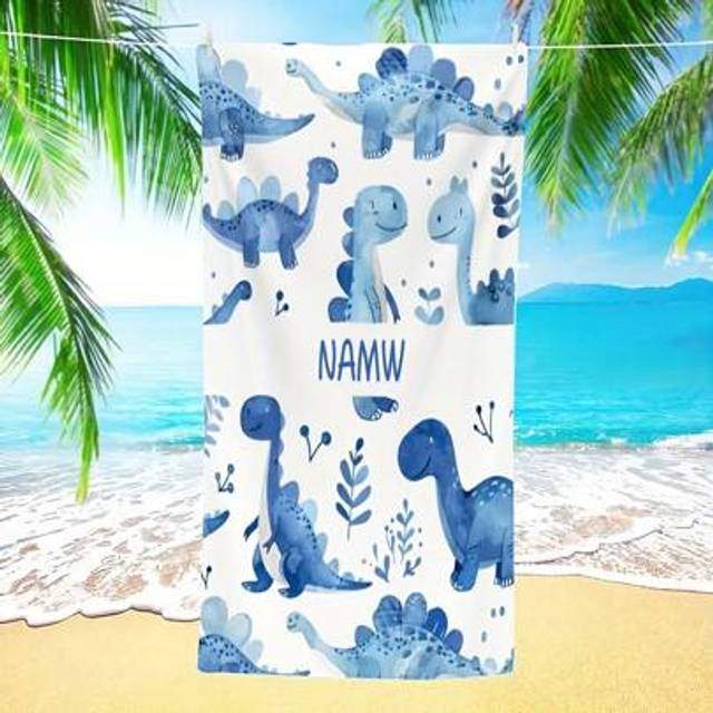 SHEIN A Creative And Stylish High-Quality Dinosaur Customizable Towel With Player Names, Ultra-Soft Beach Towel, Perfect For Gifting To Beloved Family And F
