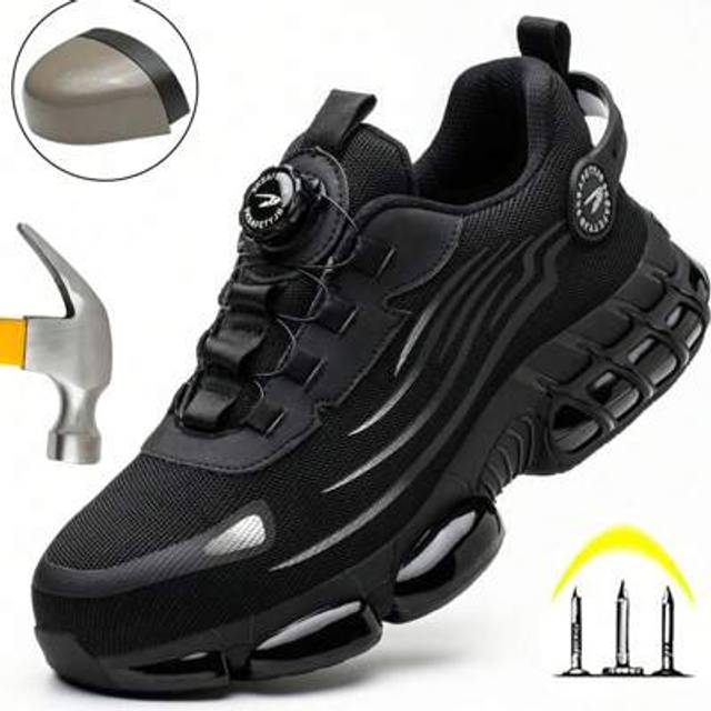SHEIN 1 Pair Unisex Rotating Button Safety Shoes, Anti-Crush Anti-Puncture Work Shoes, Lightweight Breathable Construction Safety Shoes, Men And Women&#39;s Lab