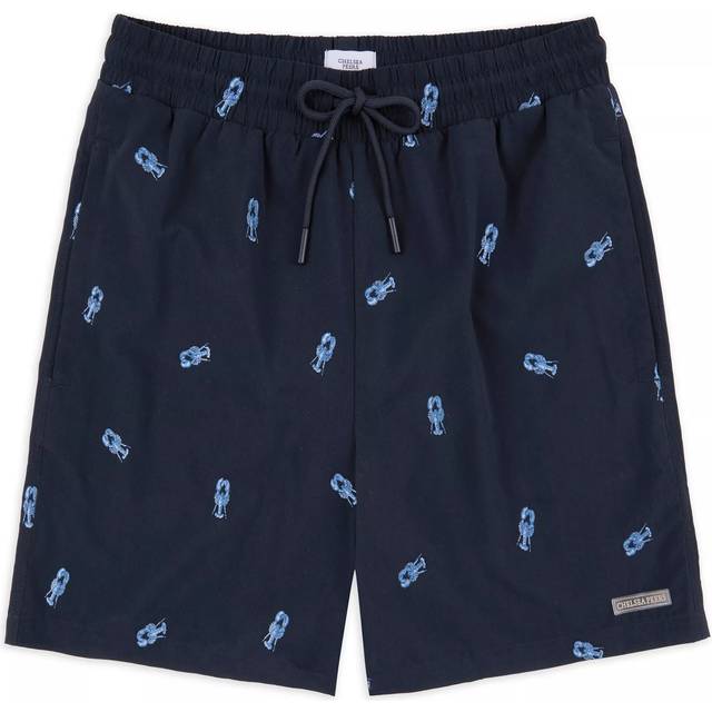 Chelsea Peers Embroidered Lobster Swim Shorts, Navy