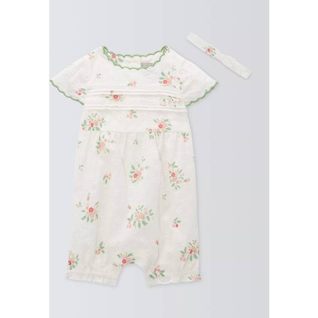 John Lewis Heirloom Collection Baby Broderie Anglaise Romper and Headband Set, Multi