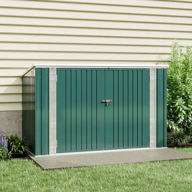 TEMU Lockable Garden Storage Shed, Outdoor Bike Shed With Door And Roof, Metal Galvanized Steel Pent Tool Storage Shed House For Bikes, Garbage Bins, Outdoor Storage Room