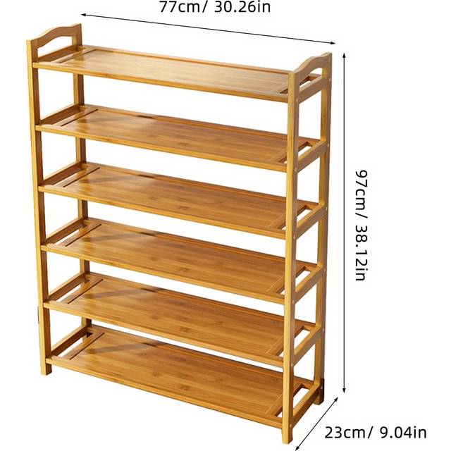 TEMU Space-saving Bamboo Shoe Rack, Multi-tier Freestanding Organizer, 5/ 6 Tier Organizational Shelf For 24-30 Pairs Of Shoes, Suitable For Entryway, Closet, Bedroom And Hallway Storage