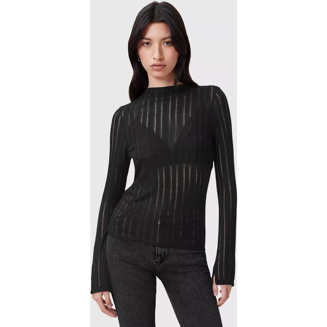 AllSaints Aki Stripe Long Sleeve Top, Black