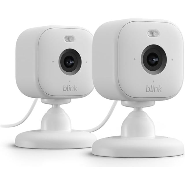 Two smart HD cameras with color view, , , two-way audio, and Alexa.