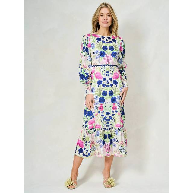 Hope & Ivy The Caroline Floral Midi Dress, White/Multi