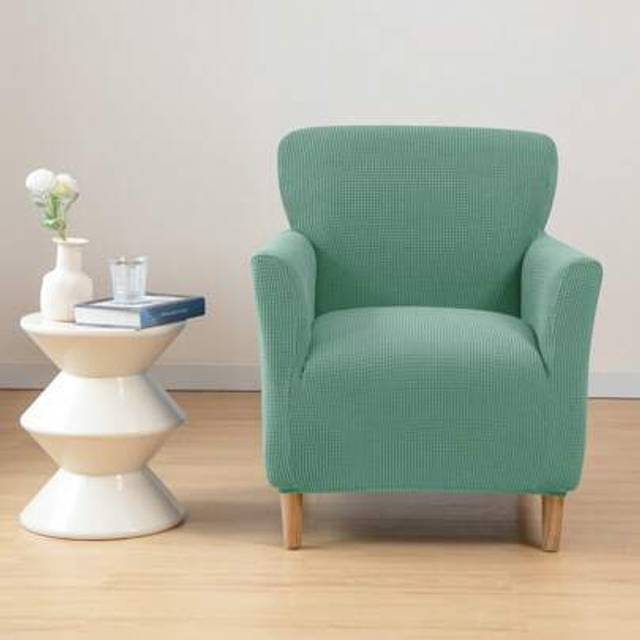SHEIN Banquet Armchair Slipcovers Stretch Knit Chair Slipcover Modern Single Sofa Shield Protector For Living Room Soft Armchair Slipcover Non-Slip Dog Pet