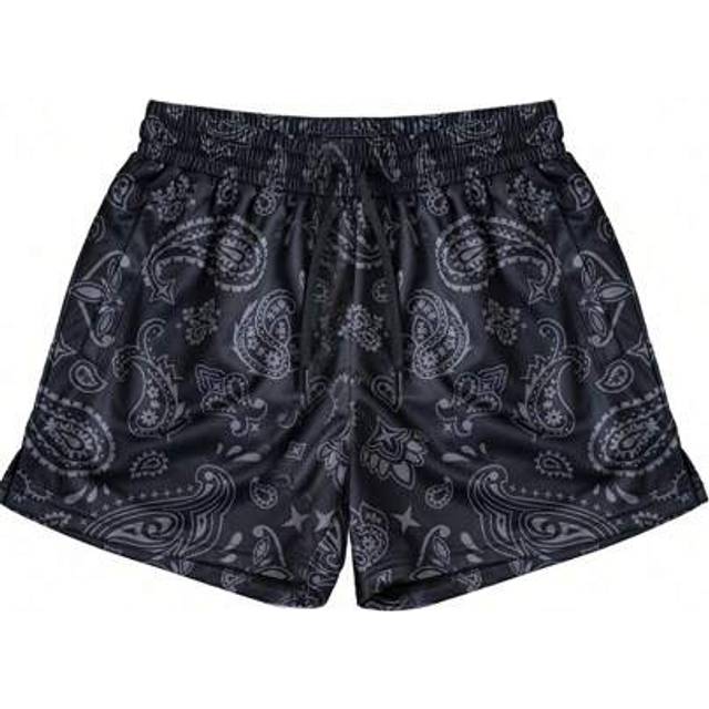 Snabbtorkande sommarshorts för män, tunt tyg, tryckta och enfärgade, dragsko, perfekt för sport, dagligt bruk, semester - Svart (L,M,S,XL,XXL)