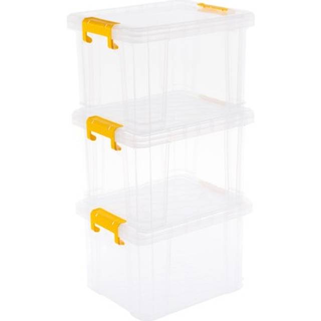Strata Stackmaster 35L Stackable Storage Box with Lid Pack of 3, none