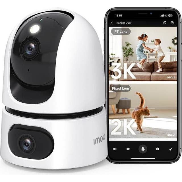 Imou 2-in-1 3K Indoor Security Camera Dual-Lens, House Security Camera 360?Full Coverage, Pet Baby Camera Wi-Fi with APP, Color Night Vision,