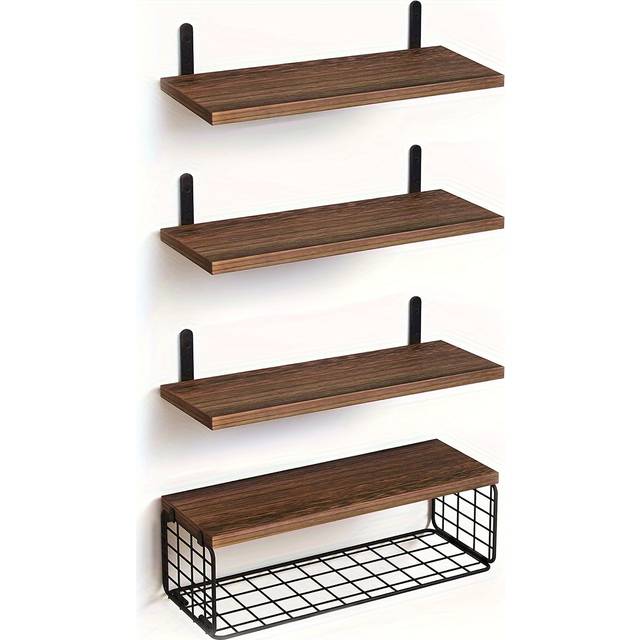TEMU A Set Of 4 Floating Shelving Wall Floating Shelving Wall Mounted Organizer Bathroom Wrought Iron Storage Shelves