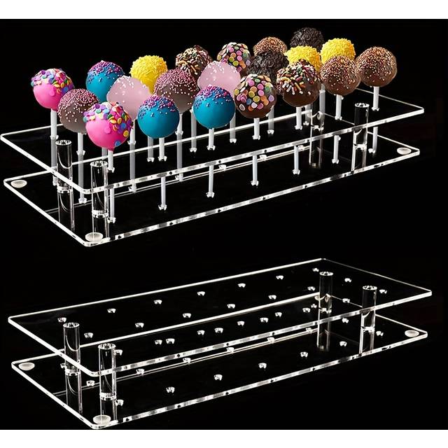 TEMU 1pc Clear Acrylic Cake Stand, With 21 Holes Lollipop Holder, For Wedding Party Birthday Anniversary Halloween Etc. And