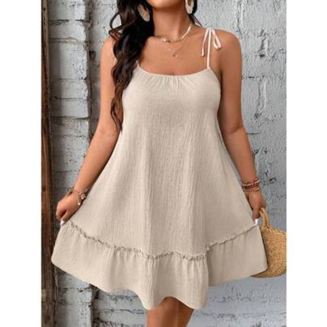 Breezaya Plus Size Solid Color Spaghetti Strap Fitted Casual Mini Dress