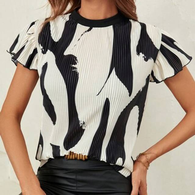 SHEIN Graphic Print Butterfly Sleeve Blouse