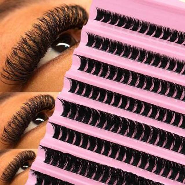 SHEIN Elara 200 Clusters D-DD Curl, Fairy Natural Premium Eyelash Extension Kit - 80D - Home DIY, Russian Curl, Clumped, Fluffy, Mixed Style - 10-16 Mm - Su