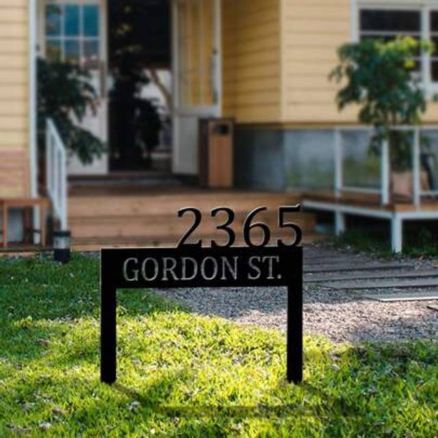 SHEIN Personalized Address Sign Custom House Number Sign Plaque Address Plaque House Address Numbers For Outside Home Lawn Yard Ground Garden Bell Style Wit