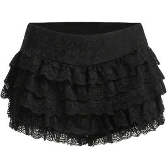 SHEIN Women Lace Shorts Casual Low Waist Short Layered Summer Casual Shorts Streetwear