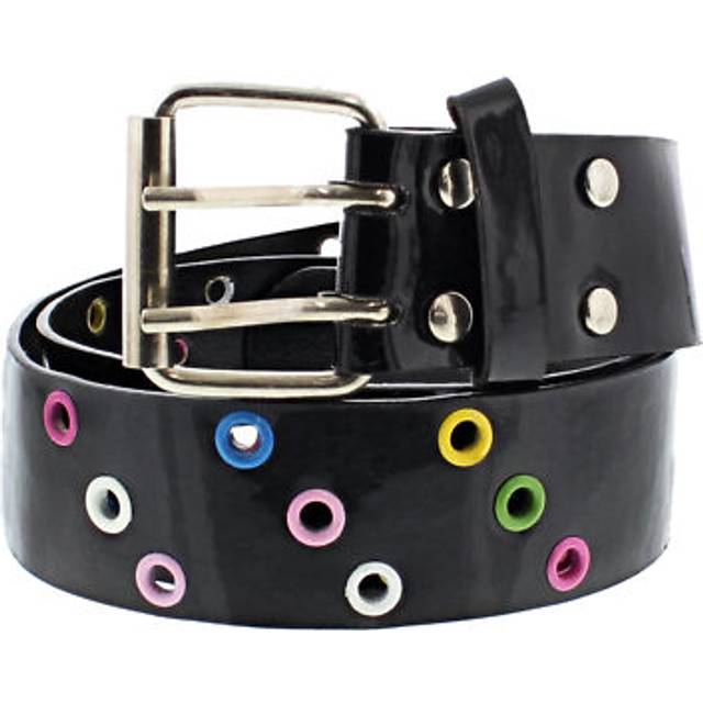 Zac's alter ego 35mm alternative glossy pu belt with multicoloured eyelets