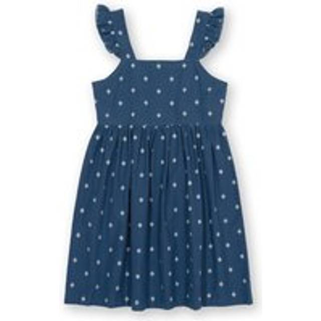Dobby Diamond Organic Cotton Dress - Navy - 12-18 m