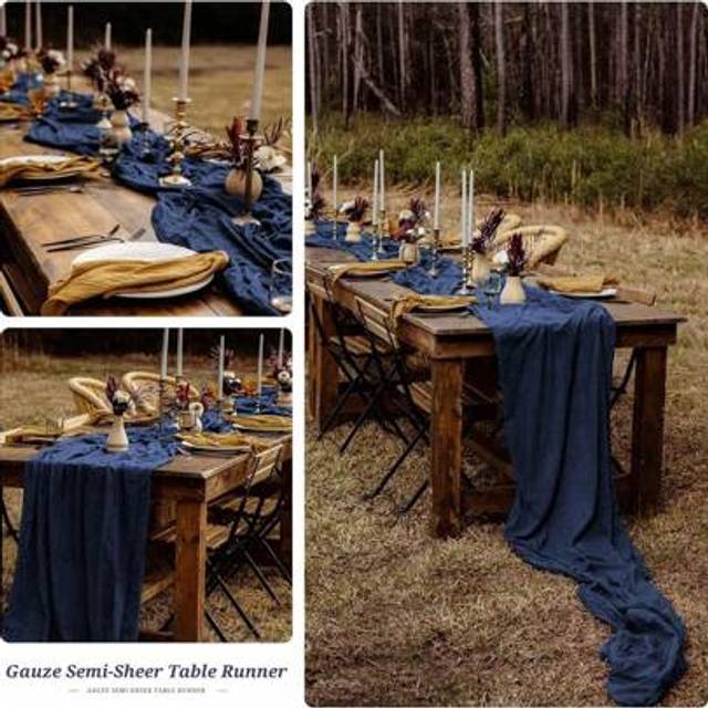 SHEIN 1pc Cheese Cloth Table Runner, Bohemian Gauze Cheesecloth Tablecloth For Country Style Table Decorations. Perfect For Wedding, Baby Shower, Birthday,