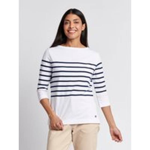 Stripe 3/4 Sleeve Boatneck T-Shirt - Navy - L