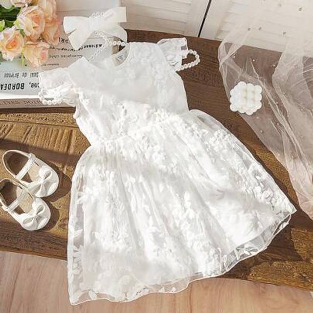 SHEIN Young Girl Puff - Sleeve Small Round - Neck Tulle Tutu Dresses For Formal Events, Paired With Decorative Hairbands. New Arrivals, Offering Comfort, St