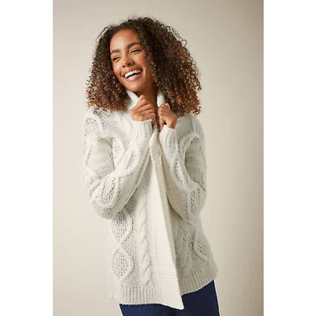 M&Co White Cable Knit Cardigan 10-12 M&Co Womens