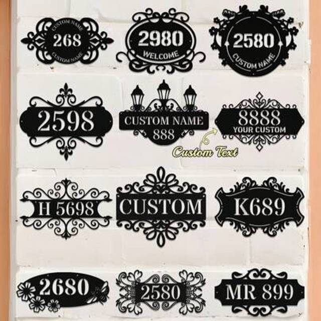 SHEIN 1pc Customized Door Number Plate - Custom Name Signage, Outdoor Garden Decoration, Wall-Mounted, Multiple Models Available, Custom Home Address Number