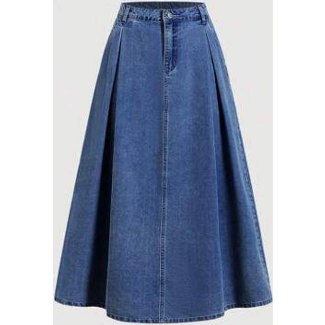 Lång, lös blå denimkjol för kvinnor, Puerto Rico, Kontorskvinnor, Alla hjärtans dag-kvinnor, 90-tal, Vårkvinnor, Jeanskjol, Denimkjolar för kvinnor, C - Mörktvätt (L,M,S,XL,XS)