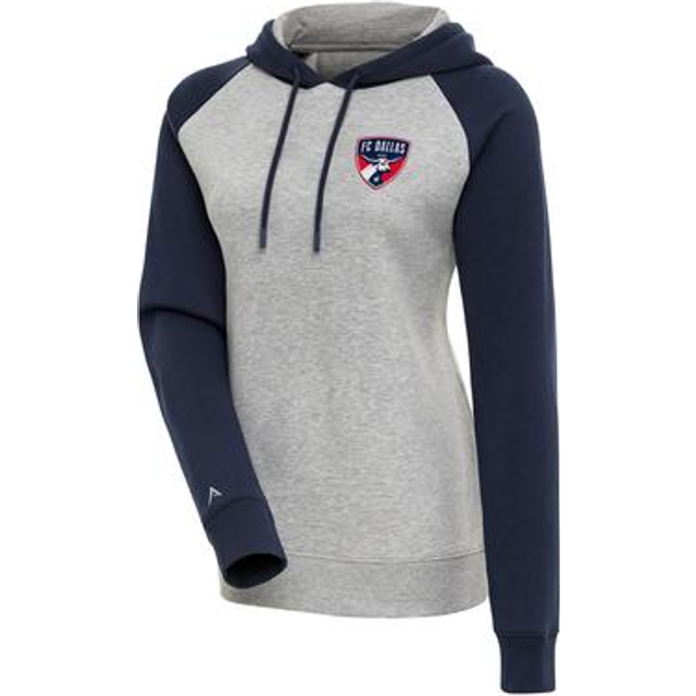 Women's Antigua Heather Gray FC Dallas Victory Raglan Sleeve Pullover Hoodie