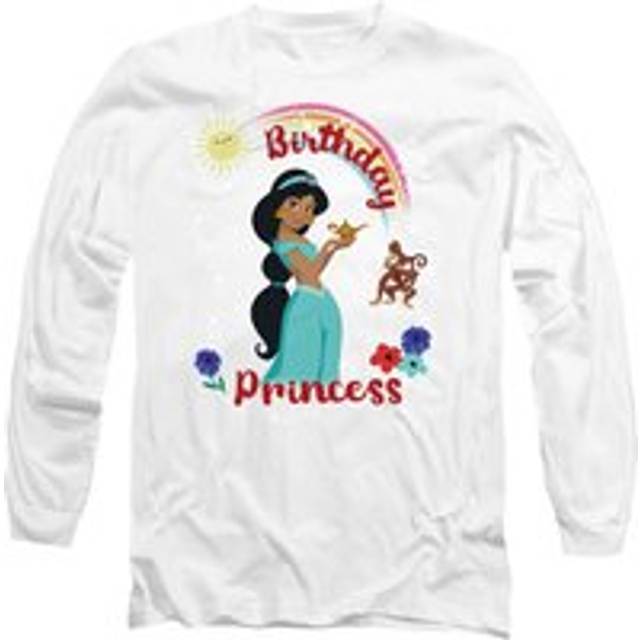 Aladdin Birthday Princess With Jasmine And Abu Long Sleeve T-Shirt, White - XXL