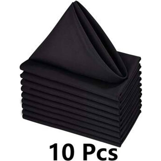 SHEIN 10pcs Black Cloth Napkins,Square Washable Polyester Napkins For Dinners Hotel Weddings Restaurant And Parties(20*20Inch 17*17Inch)