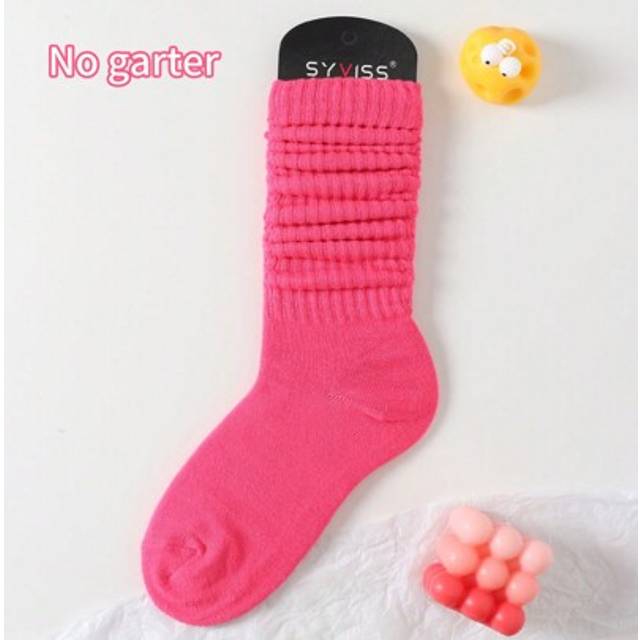 SHEIN 1pair Women&#39;s Japanese And Korean Style Spring/Summer Versatile Pile Socks, College/Lolita/Simple/Sporty, Solid Color Knee-High Socks (Excluding Sock