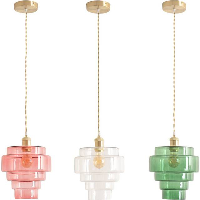 ValueLights Lane Clear Glass 5 Tier Layered Shade Gold Single Pendant