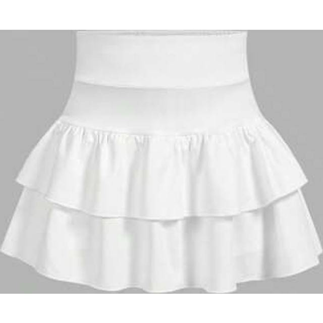 SHEIN Tween Girls Solid Knit Cute Ruffle Layered Built-In Shorts Mini Skirt, Y2K Fashion, Back To School
